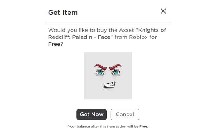 Compra de cara gratis de Roblox