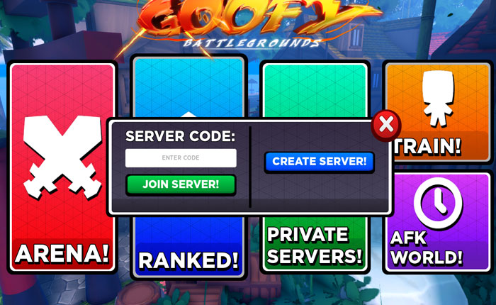 Códigos de servidor privado de Goofy Arena