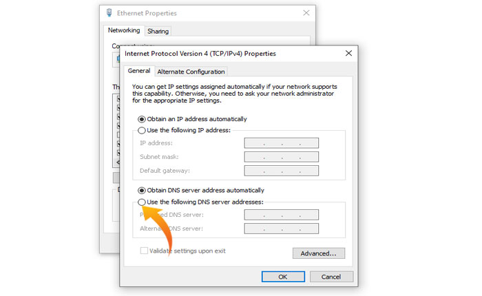 Utilice la siguiente dirección DNS.