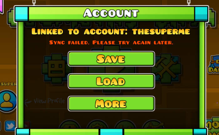 Error de sincronización de Geometry Dash