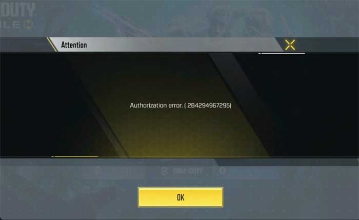 Error de autorización en Call of Duty Mobile