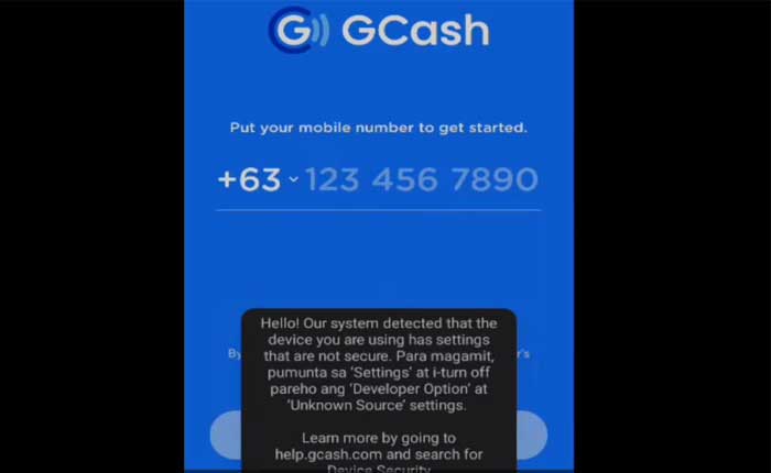 GCash Can't open Developer option