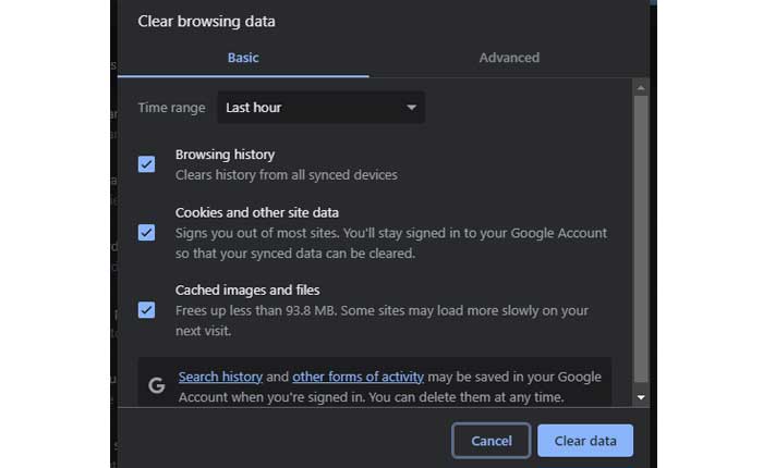 Borrar caché del navegador 