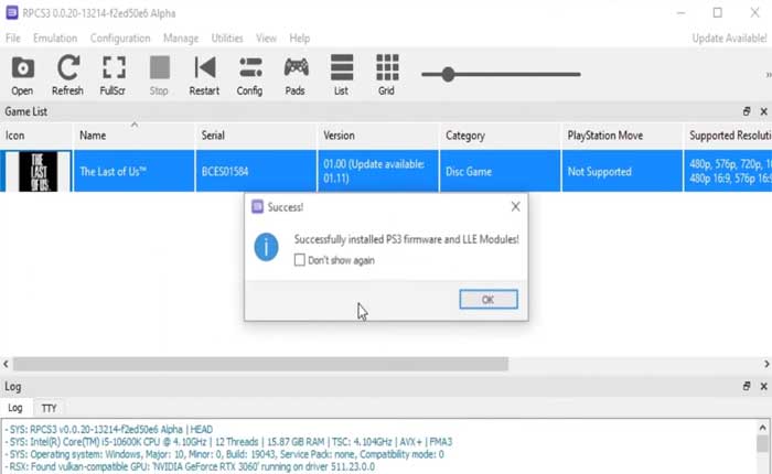 Los juegos comerciales requieren la instalación del firmware RPCS3