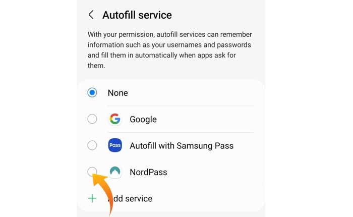 NordPass Autocompletar no funciona en Android y Chrome