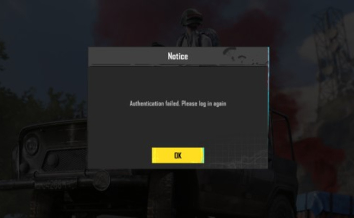 Aviso de error de autenticación del servidor BGMI