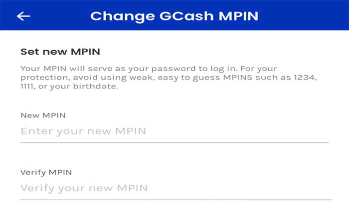 Cambiar MPIN en GCash