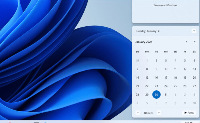 Aplicación de calendario de Windows 11