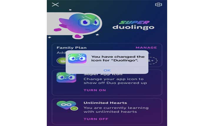 Cambiar el ícono de la aplicación de Duolingo 