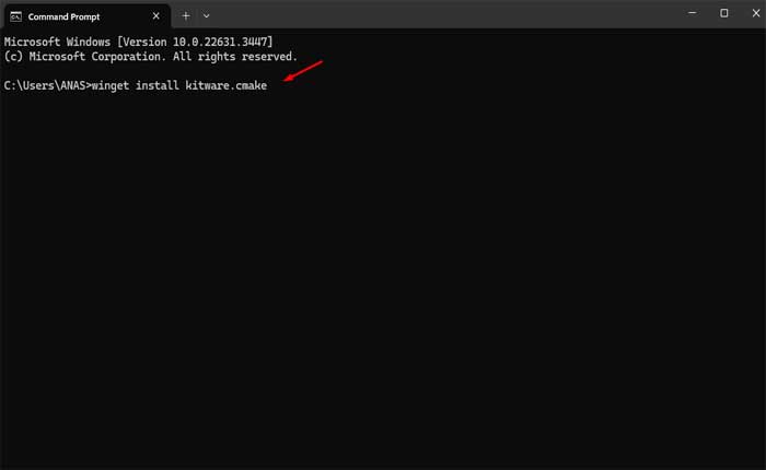 Cómo instalar CMake con Winget 