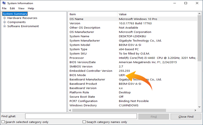 La configuración del firmware UEFI no se muestra