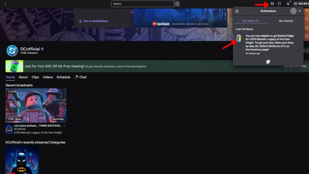 Reclama tus recompensas de LEGO Batman en Twitch