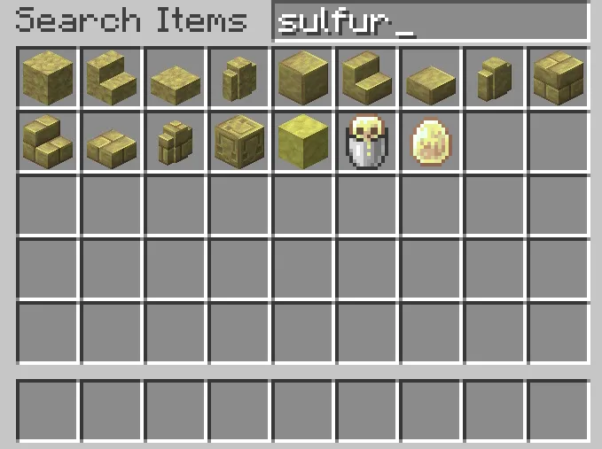 Sulfur block sets in Minecraft