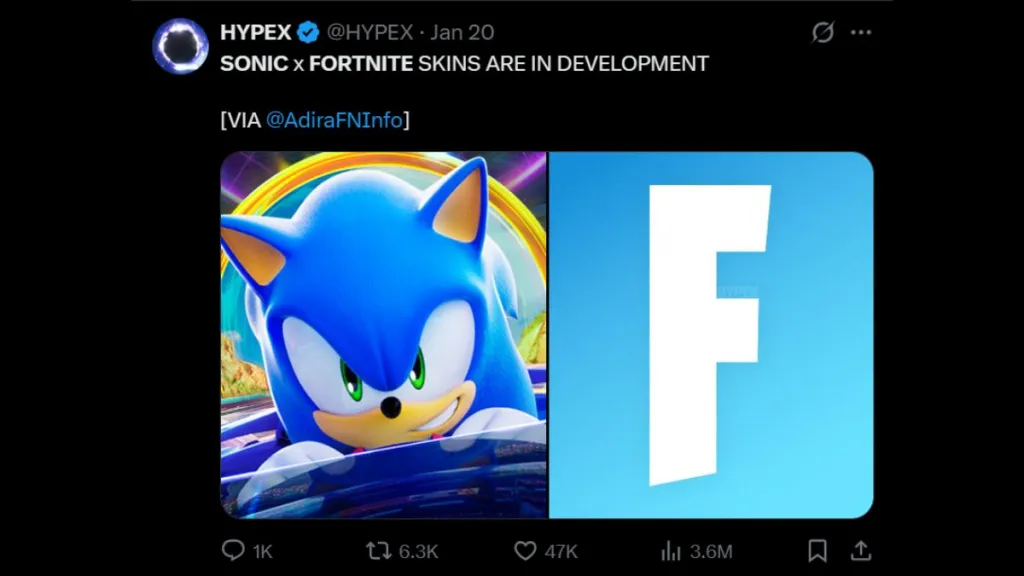 Fortnite Sonic Collaboration Leak