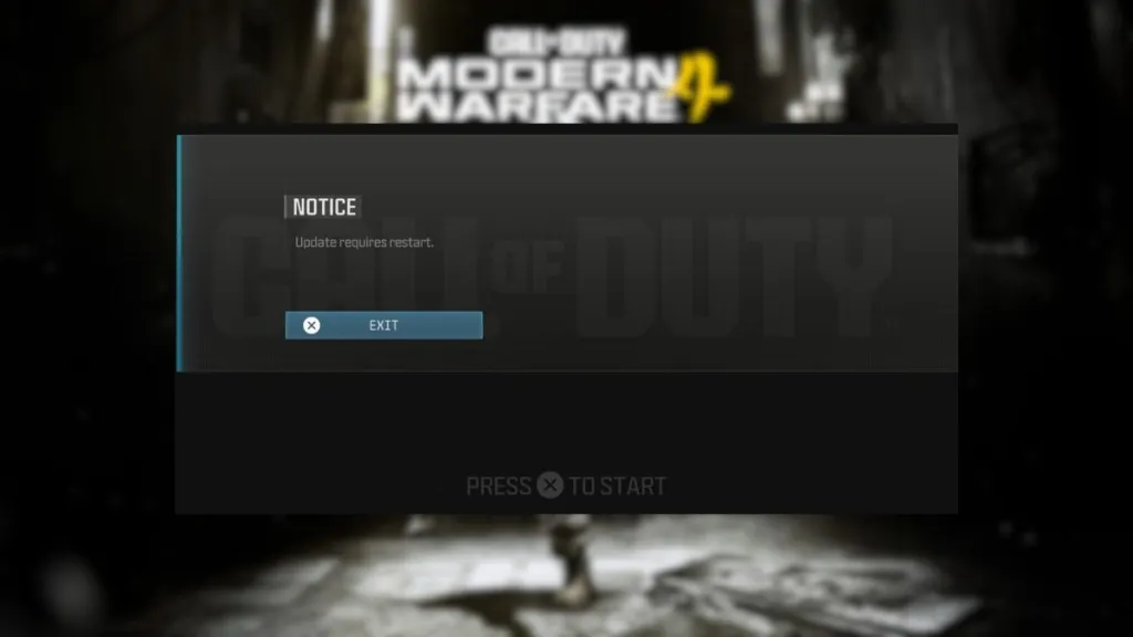 Call of Duty Update Requires Restart