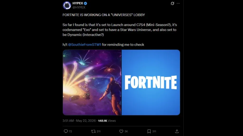 Fortnite Universes Lobby UI leak