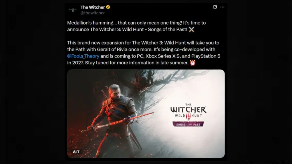 Anuncio del DLC Songs of the Past de Witcher 3