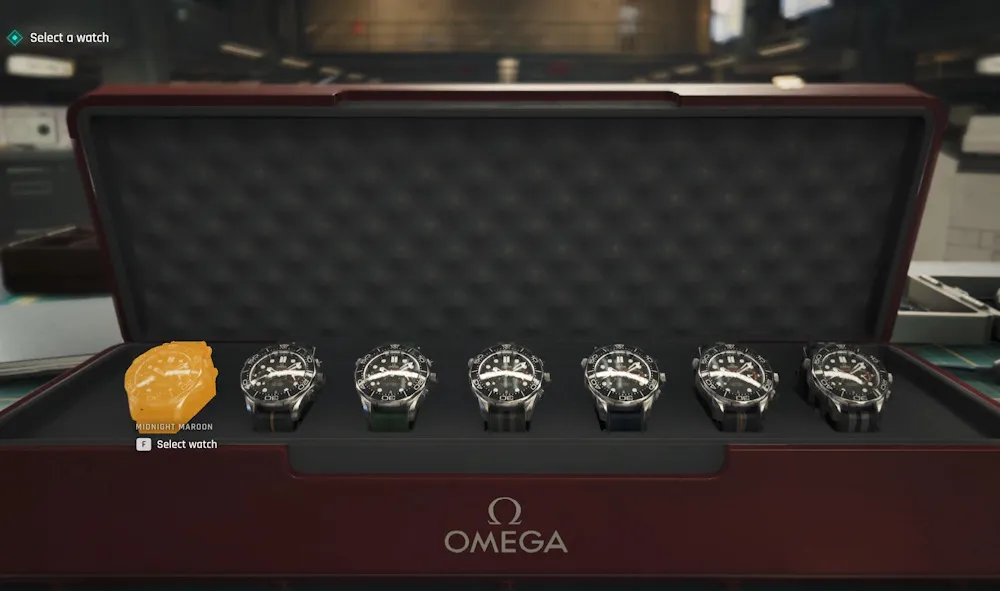 Omega watch ads in 007 First Light video games