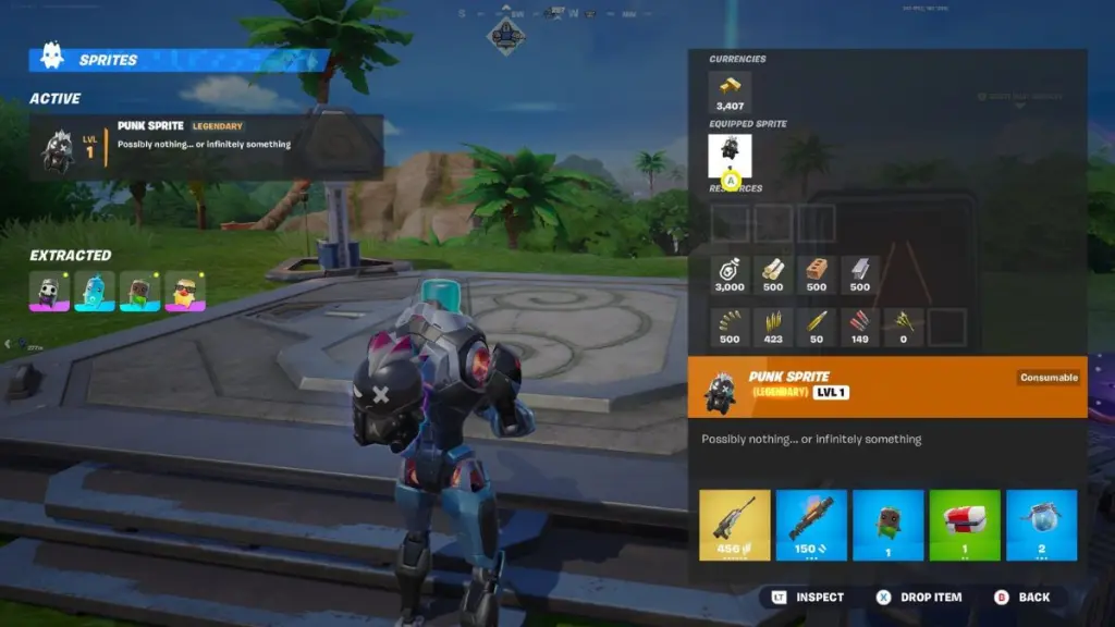 Estadísticas del Punk Sprite en el inventario de Fortnite
