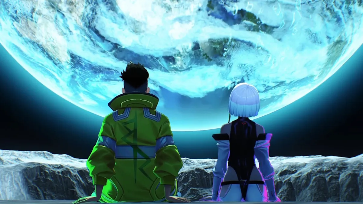 David and Lucy in WuWa x Cyberpunk Edgerunners Collab