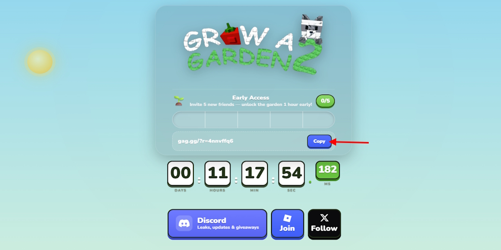 Enlace de acceso temprano a Grow a Garden 2