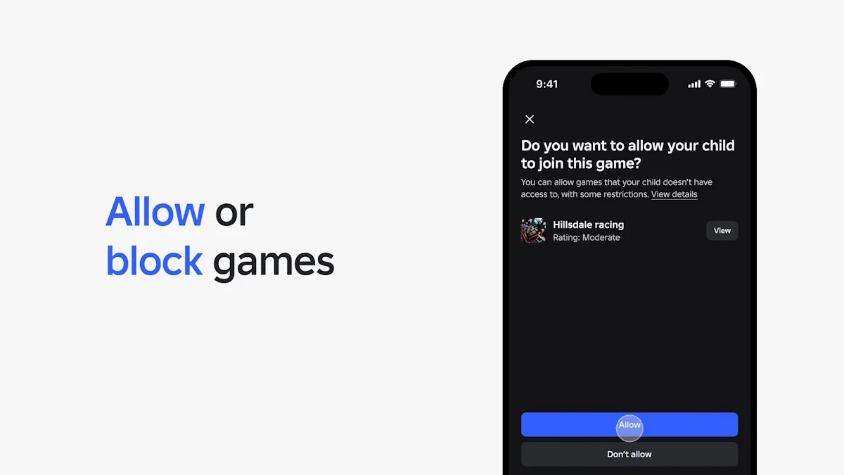 Allow or block games for children on Roblox