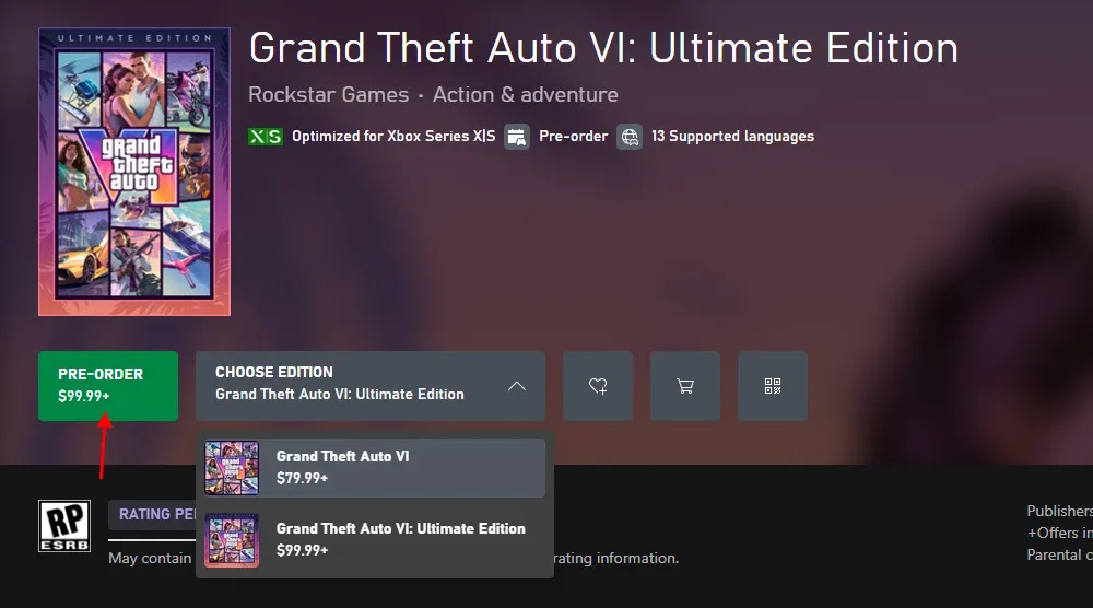 Edición Ultimate GTA 6 en Xbox Store