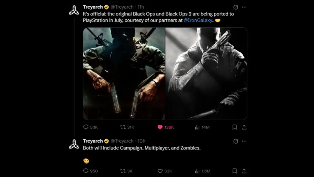 COD Black Ops porting news tweet