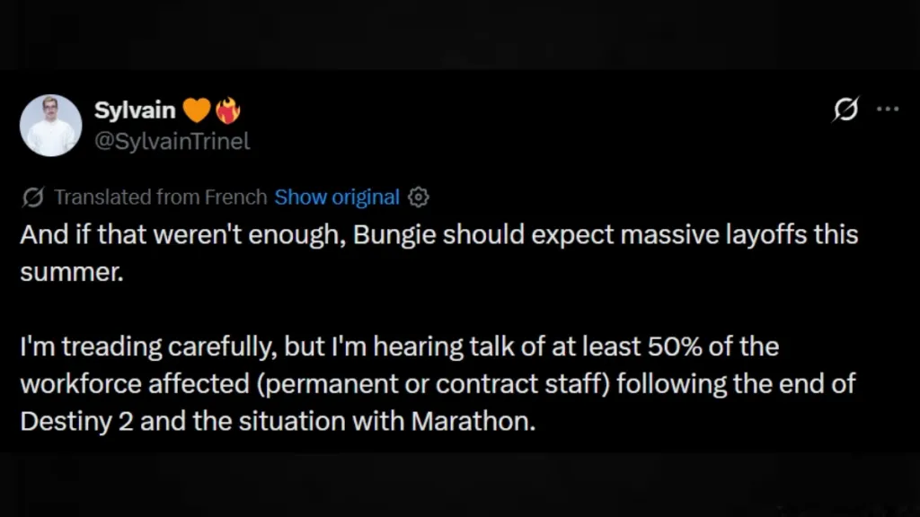 Bungie 50% staff Layoffs