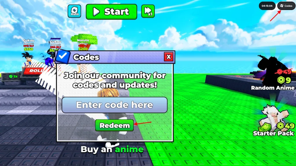 redeem Defend ur base with anime codes