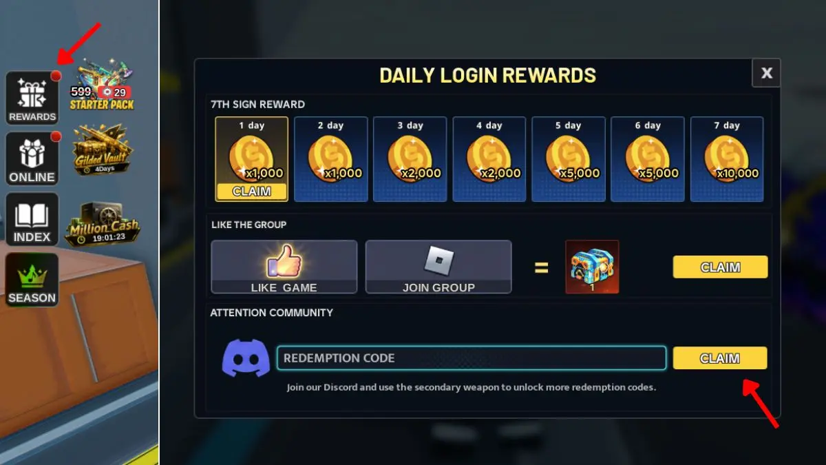 Pasos para canjear códigos en AirDrop Arena