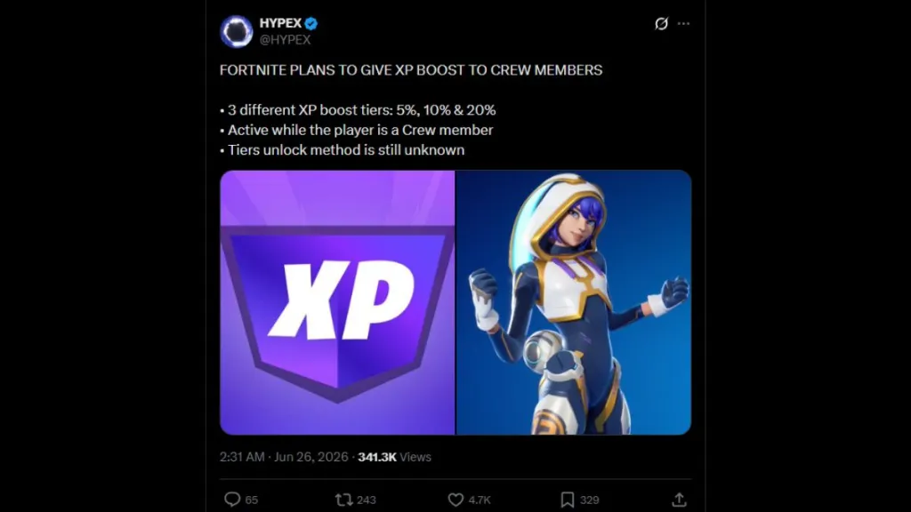 Bonificación de XP Fortnite Crew