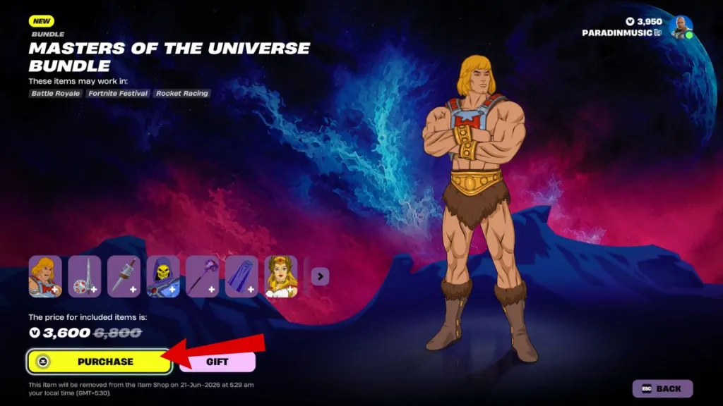 Fortnite Masters of the Universe Item Shop