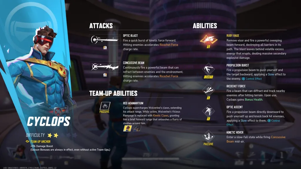 Kit de Cyclops en Marvel Rivals