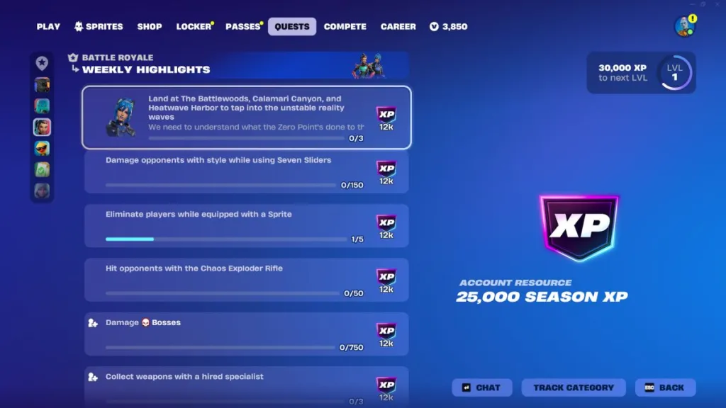 Fortnite Chapter 7 Season 3 Quests Week 1