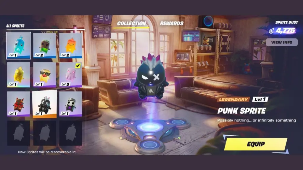 Menú del Punk Sprite en Fortnite