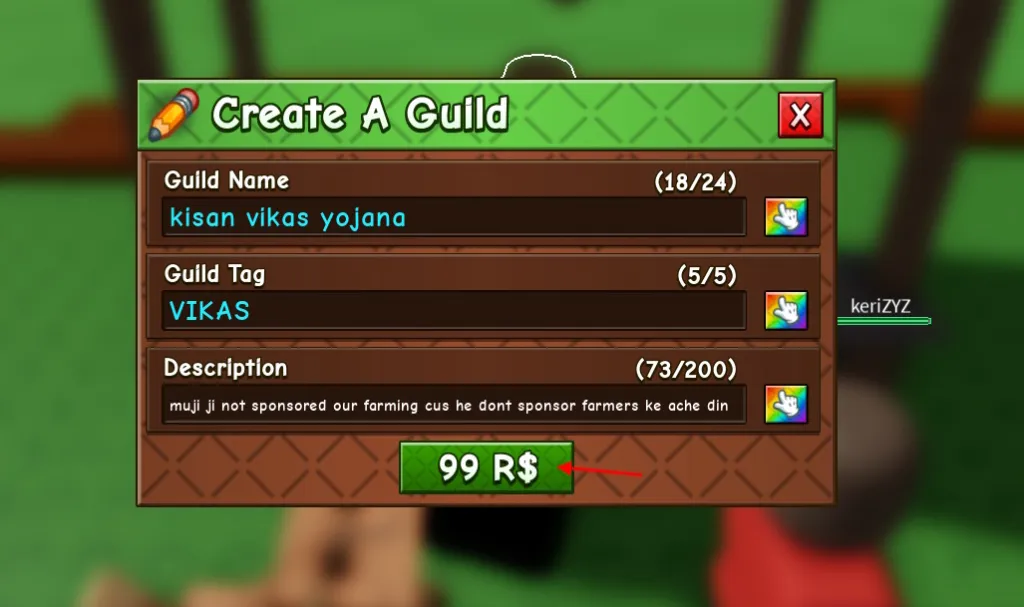 Crear guild en Grow a Garden 2