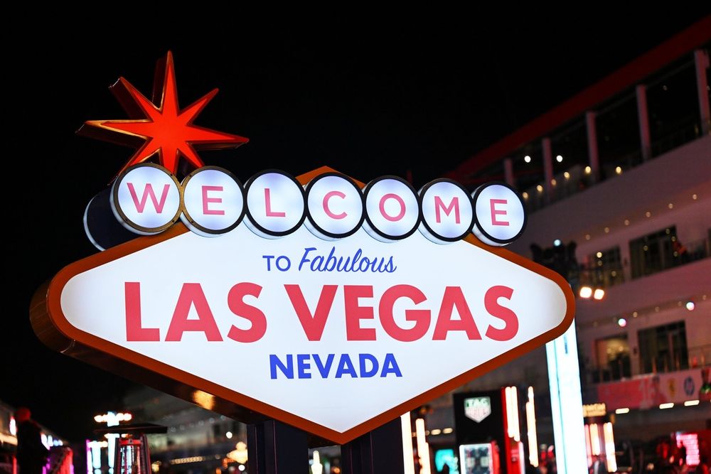 Pancarta de bienvenida en Las Vegas