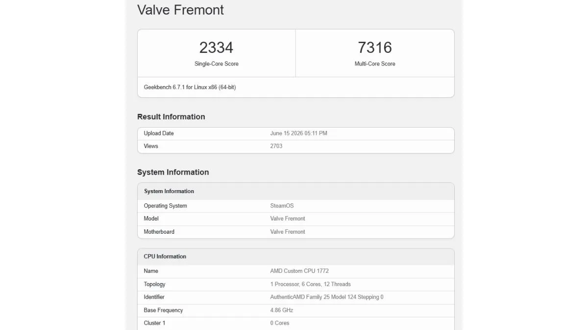 Valve Fremont SteamOS Benchmarks