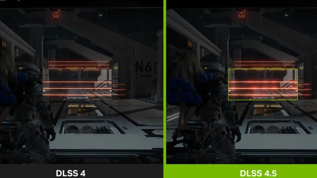 Ejemplo de mejora visual con DLSS 4.5 en Pragmata