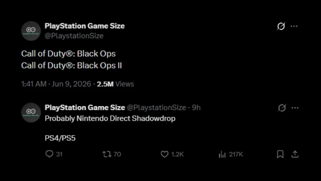 Playstation listing BO 1 and 2