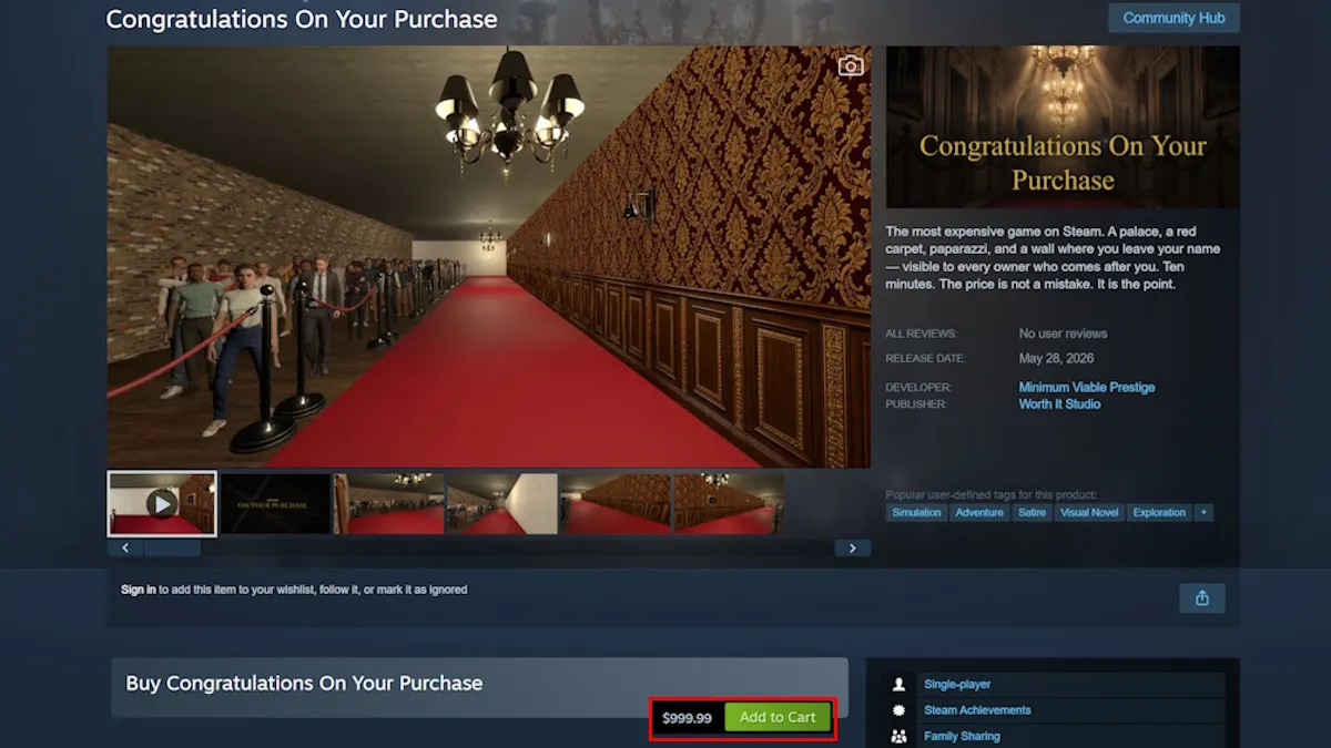 Precio de Congratulations On Your Purchase en Steam