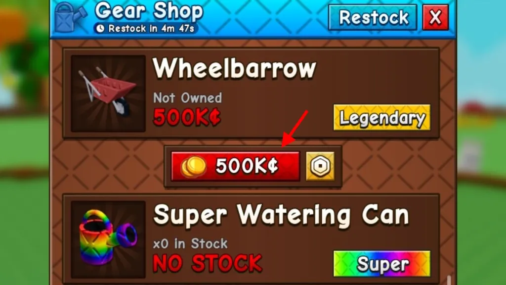 Cómo obtener la Wheelbarrow en Grow a Garden 2