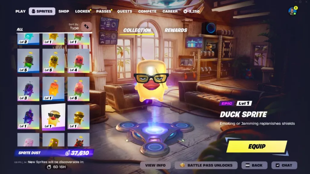 Duck Sprite in the collection in Fortnite Chapter 7 Season 3