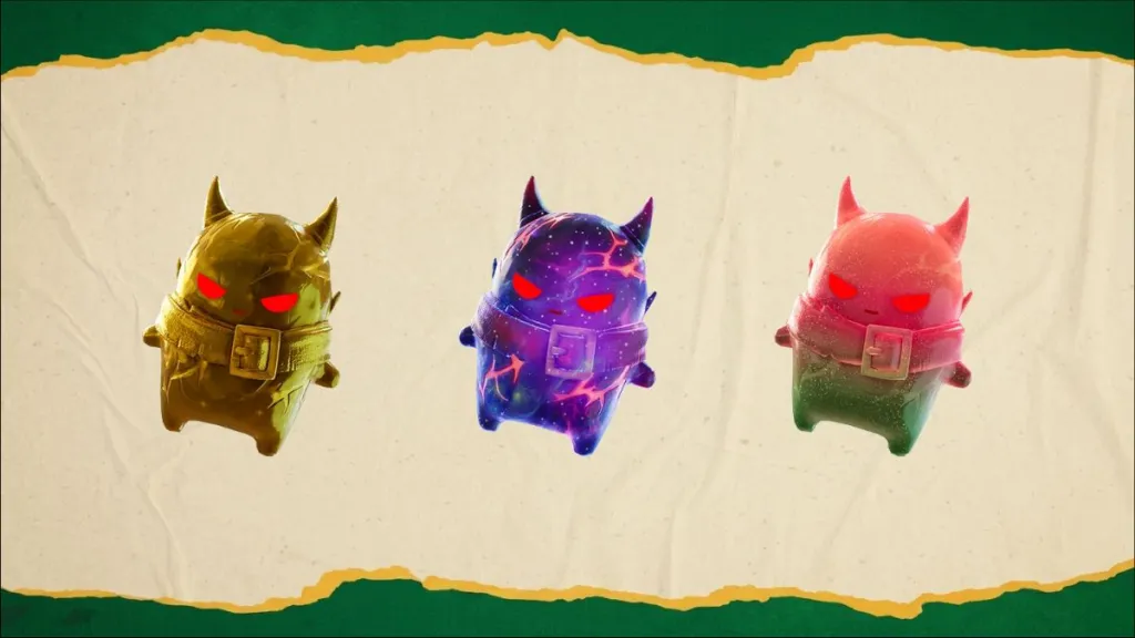 Gold, Galaxy, and Gummy Demon Sprite in Fortnite