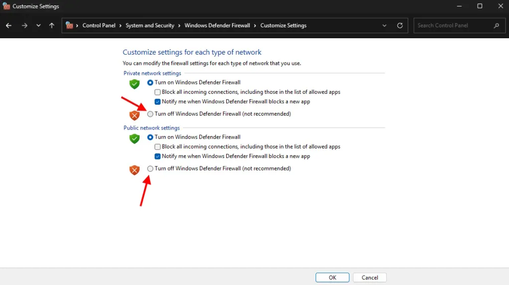 Turn off windows firewall to fix the getsockopt error in minecraft