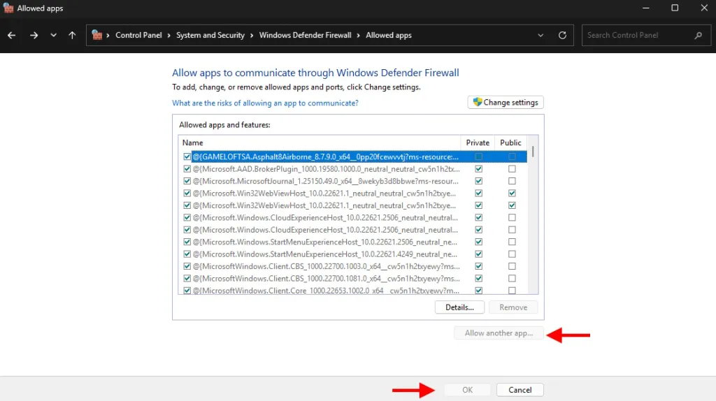 Add other apps through Firewall for Minecraft