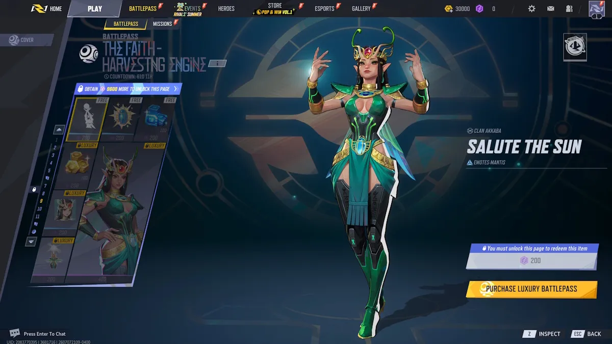 Recompensas de la página 9 del Battle Pass