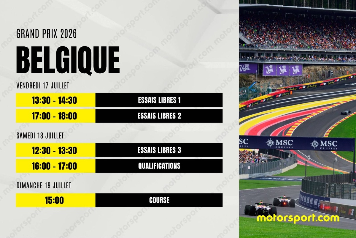 Le programme du GP de Belgique F1 2026 : dates, horaires et infos