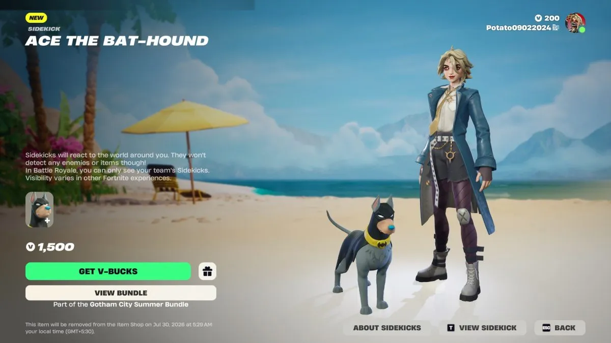 Ace el Perro de Bat en Fortnite
